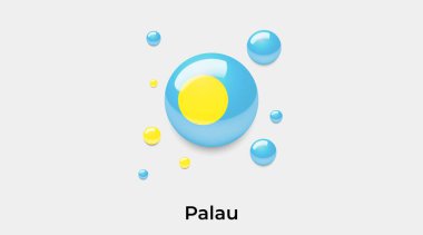 Palau bayrak yuvarlak yuvarlak şekil simgesi renkli vektör illüstrasyonu         