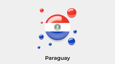Paraguay bayrak baloncuk daire yuvarlak şekil simgesi renkli çizim         