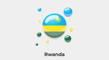 Ruanda bayrak yuvarlak yuvarlak şekil simgesi renkli vektör illüstrasyonu         