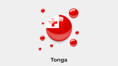 Tonga bayrak yuvarlak yuvarlak şekil simgesi renkli vektör illüstrasyonu         