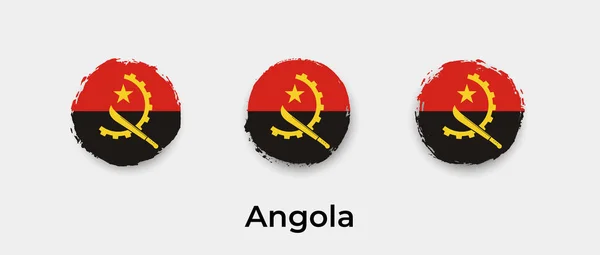 Angola Vlag Grunge Bel Vector Pictogram Illustratie — Stockvector