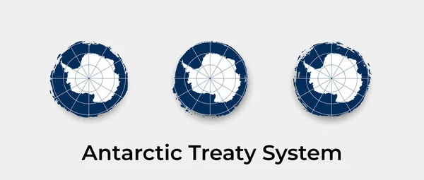 Antartico Trattato Sistema Bandiera Grunge Bolla Vettoriale Icona Illustrazione — Vettoriale Stock