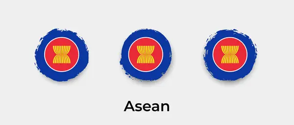 Illustration Der Asean Flagge Grunge Blasenvektorsymbol — Stockvektor