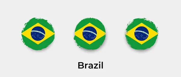 ブラジル国旗グランジバブルベクトルアイコンイラスト — ストックベクタ