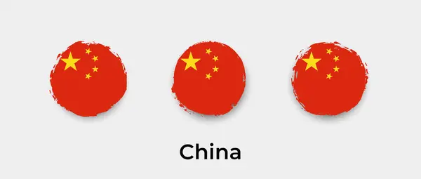 China Flag Grunge Bubble Vector Icon Illustration — Stock Vector