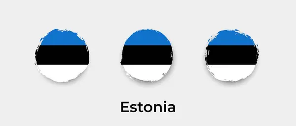 Estland Vlag Grunge Bel Vector Pictogram Illustratie — Stockvector