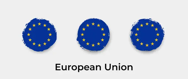 Europeiska Unionens Flagga Grunge Bubbla Vektor Ikon Illustration — Stock vektor