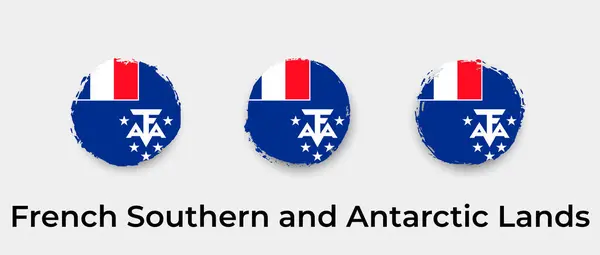 Franse Zuidelijke Antarctische Landen Vlag Grunge Bubble Vector Pictogram Illustratie — Stockvector