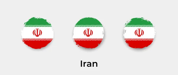 Íránská Vlajka Grunge Bublina Vektorové Ikony Ilustrace — Stockový vektor