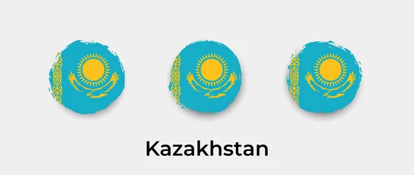 Kazachstánská Vlajka Grunge Bublina Vektorová Ikona Ilustrace — Stockový vektor