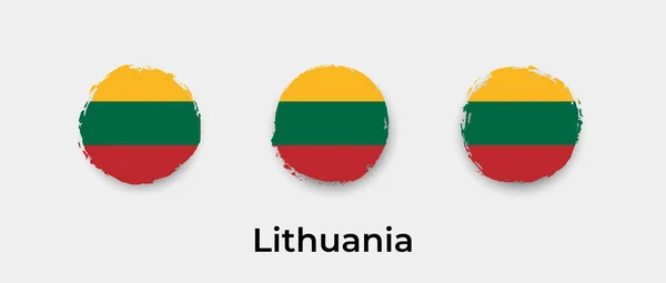 Litwa Flaga Grunge Wektor Bańki Ikona Ilustracja — Wektor stockowy