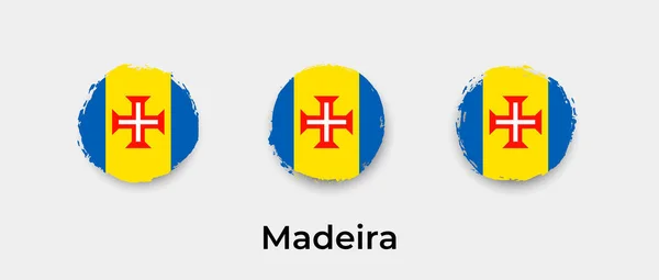 Мадейра Прапор Гранжевої Бульбашки Векторні Ілюстрації Іконки — стоковий вектор