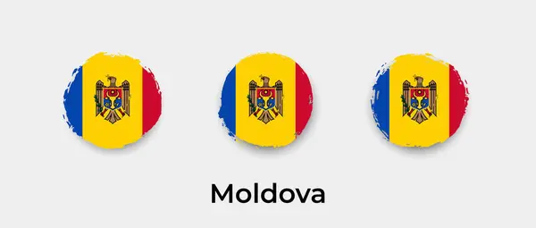 Moldavia Bandera Grunge Burbuja Vector Icono Ilustración — Vector de stock