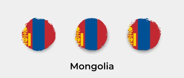 Mongolia Flaga Grunge Bańka Wektor Ikona Ilustracja — Wektor stockowy