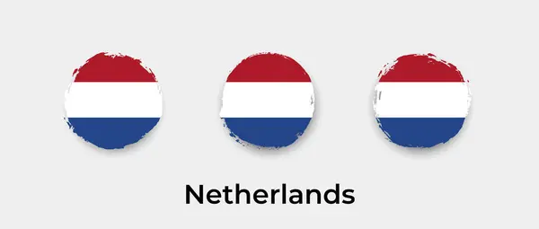 Ολλανδική Σημαία Grunge Φυσαλίδα Διάνυσμα Εικονίδιο Απεικόνιση — Διανυσματικό Αρχείο
