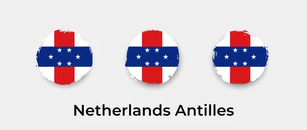 Nederlandse Antillen Vlag Grunge Bel Vector Pictogram Illustratie — Stockvector