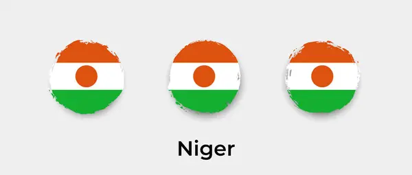 Niger Vlag Grunge Bel Vector Pictogram Illustratie — Stockvector