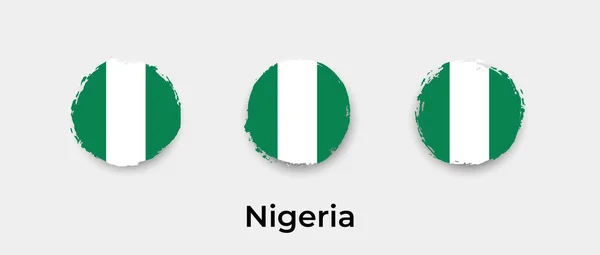 Nigeria Vlag Grunge Bel Vector Pictogram Illustratie — Stockvector