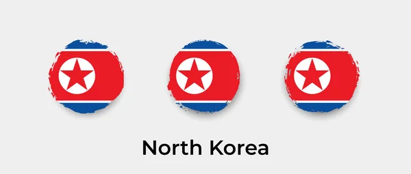 North Korea Flag Grunge Bubble Vector Icon Illustration — Stock Vector