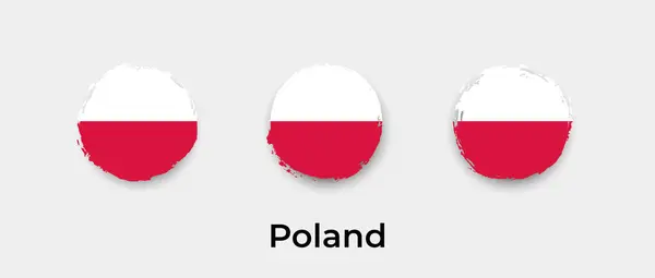 Polen Vlag Grunge Bel Vector Pictogram Illustratie — Stockvector
