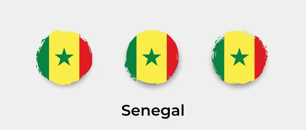 Senegal Vlag Grunge Bel Vector Pictogram Illustratie — Stockvector