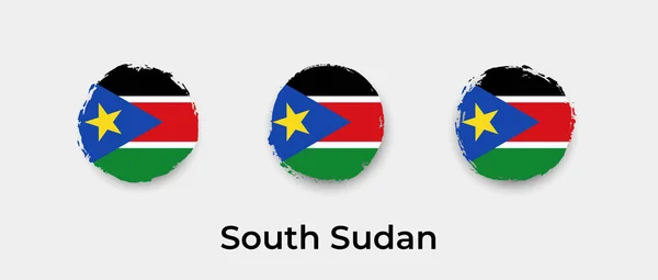 Sydsudan Flagga Grunge Bubbla Vektor Ikon Illustration — Stock vektor