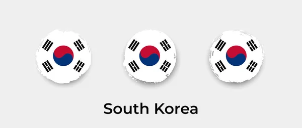 South Korea Flag Grunge Bubble Vector Icon Illustration — Stock Vector