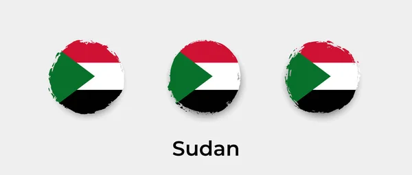 Sudan Flaga Grunge Wektor Bańki Ikona Ilustracja — Wektor stockowy