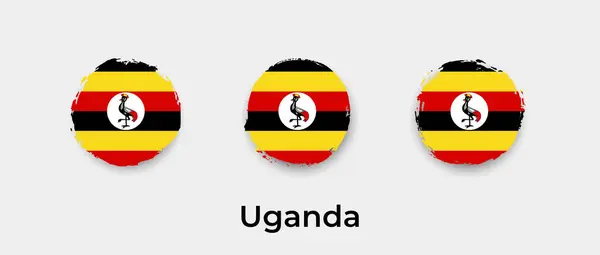 Ugandská Vlajka Grunge Bublina Vektorová Ikona Ilustrace — Stockový vektor