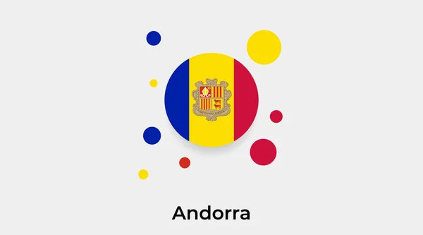 Andorra Vlag Bel Cirkel Ronde Vorm Pictogram Kleurrijke Vector Illustratie — Stockvector