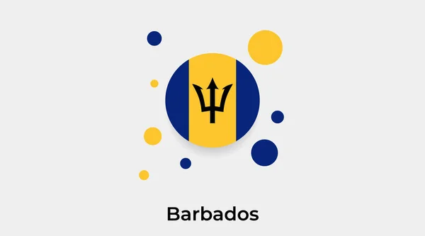 巴巴多斯国旗圆圈圆形图标彩色矢量插图 — 图库矢量图片