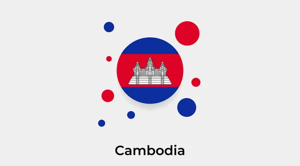 柬埔寨国旗圆圈圆形图标彩色矢量插图 — 图库矢量图片
