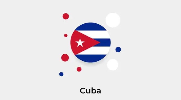 Bublina Pod Vlajkou Kuby Kruhový Kruhový Tvar Ikona Barevné Vektorové — Stockový vektor
