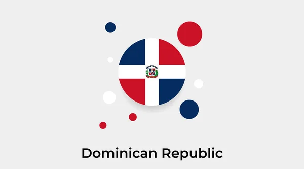 多米尼加共和国国旗圆圈圆形图标彩色矢量插图 — 图库矢量图片