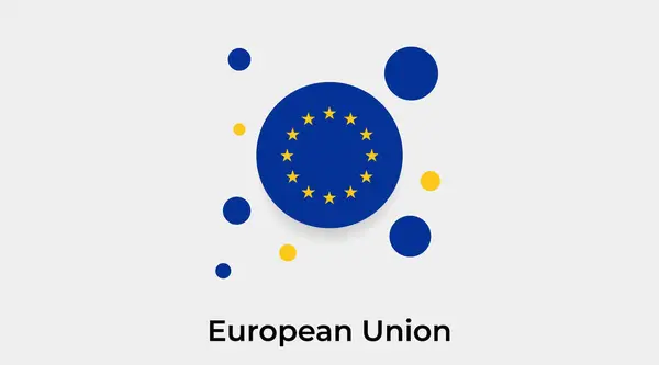 欧洲联盟旗帜泡泡圆形图标彩色矢量插图 — 图库矢量图片