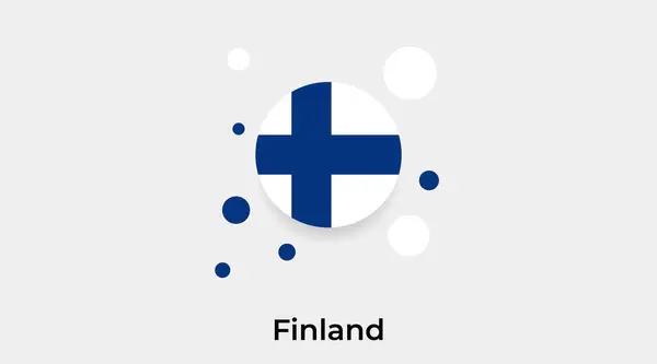 芬兰国旗泡泡圆形图标彩色矢量插图 — 图库矢量图片