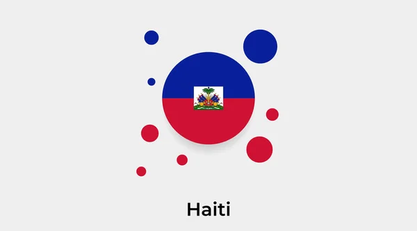 海地国旗圆圈圆形图标彩色矢量插图 — 图库矢量图片