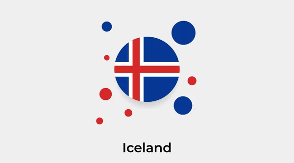 Island Vlajka Bublina Kruhový Kruhový Tvar Ikona Barevný Vektor Ilustrace — Stockový vektor