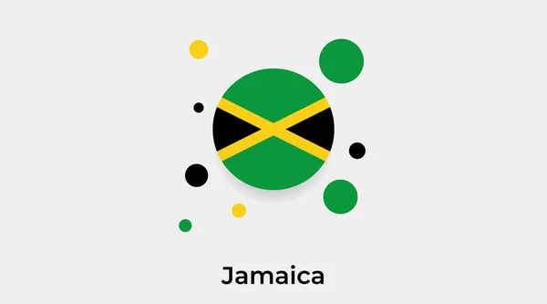 Jamaica Bandera Burbuja Círculo Redondo Forma Icono Colorido Vector Ilustración — Archivo Imágenes Vectoriales