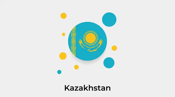 Kasachstan Flagge Blasenkreis Runde Form Symbol Bunte Vektor Illustration — Stockvektor