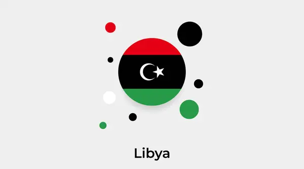 Libya Bayrak Baloncuk Dairesi Yuvarlak Şekil Simgesi Renkli Vektör Illüstrasyonu — Stok Vektör
