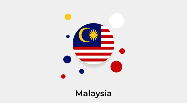 Maleisië Vlag Bel Cirkel Ronde Vorm Pictogram Kleurrijke Vector Illustratie — Stockvector