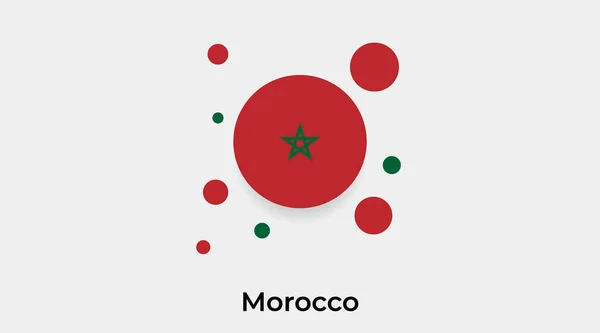 Marrocos Bandeira Bolha Círculo Redondo Forma Ícone Colorido Vetor Ilustração — Vetor de Stock
