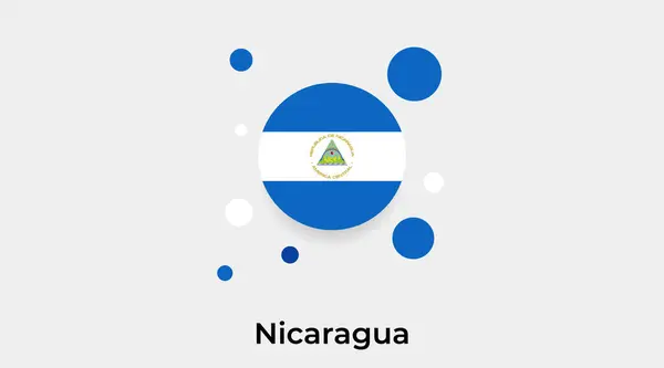 Nikaragua Bayrak Baloncuk Dairesi Yuvarlak Şekil Simgesi Renkli Çizim — Stok Vektör