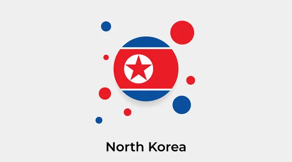 Nordkorea Flagge Blasenkreis Runde Form Symbol Bunte Vektor Illustration — Stockvektor
