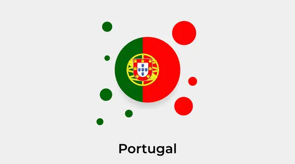 Portugal Flagge Blasenkreis Runde Form Symbol Bunte Vektor Illustration — Stockvektor