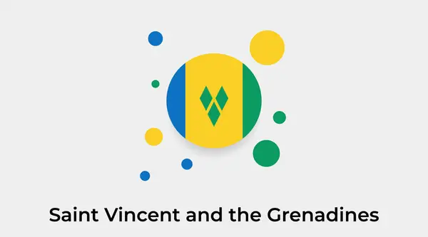Saint Vincent Grenadines Bayrak Baloncuk Dairesi Yuvarlak Şekil Ikonu Renkli — Stok Vektör