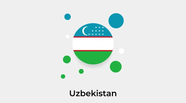 乌兹别克斯坦国旗泡泡圆形图标彩色矢量插图 — 图库矢量图片