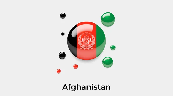 Круг Пузыря Флага Афганистана Круглая Форма Иконки Красочная Векторная Иллюстрация — стоковый вектор