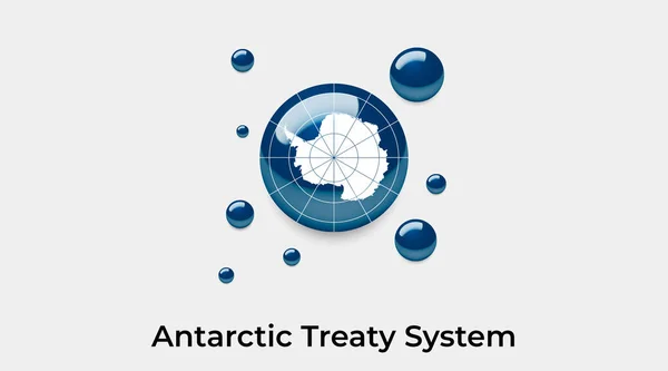 Antartico Trattato Sistema Bandiera Bolla Cerchio Forma Rotonda Icona Colorato — Vettoriale Stock